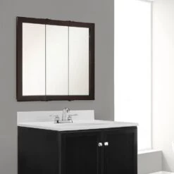 Ventura 36 In. W X 30 In. H X 6 In. D Framed Tri-View Surface-Mount Bathroom Medicine Cabinet In Espresso -Hardware Store 00ad71120aad026e5348354829a8ea03 1800x1800
