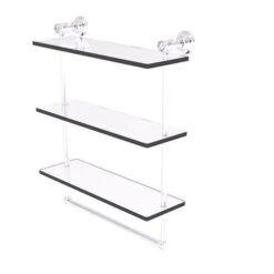 Allied Brass Carolina Crystal Polished Chrome 3-Tier Brass Wall Mount Bathroom Shelf
