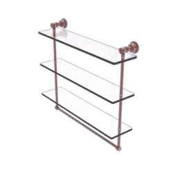 Allied Brass Carolina Antique Copper 3-Tier Brass Wall Mount Bathroom Shelf