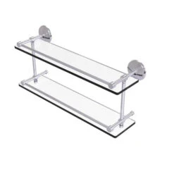 Allied Brass Monte Carlo Satin Chrome 2-Tier Brass Wall Mount Bathroom Shelf