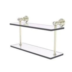 Allied Brass Carolina Crystal Polished Nickel 2-Tier Brass Wall Mount Bathroom Shelf