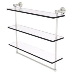 Allied Brass Carolina Crystal Satin Nickel 3-Tier Brass Wall Mount Bathroom Shelf