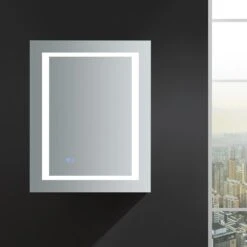 Spazio 24 In. W X 30 In. H Recessed Or Surface Mount Medicine Cabinet With LED Lighting, Mirror Defogger And Right Hinge -Hardware Store 01fdb9130410d54a939daf79c036b4c2 1800x1800