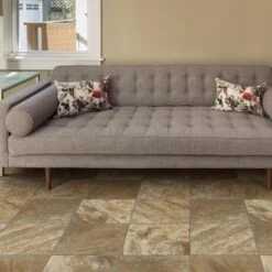 Congoleum ArmorCore Pro UR Valley Path 12-ft W Cut-to-Length Sandy Brown Stone Look Low-Gloss Finish Sheet Vinyl