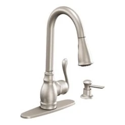 DeWALT Moen Anabelle Stainless Steel 1-Handle Deck Mount Pull-Down Kitchen Faucet (Deck Plate Included)