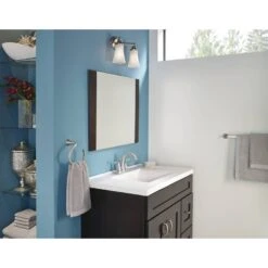 Moen Oxby Spot Resist Brushed Nickel 2-handle 4-in Centerset WaterSense Bathroom Sink Faucet With Drain -Hardware Store 026508262924 05103529 1800x1800