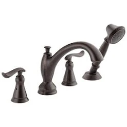 Valspar Delta Linden Venetian Bronze 2-Handle Residential Deck Mount Roman Bathtub Faucet With Hand Shower