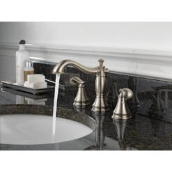 Delta Cassidy Stainless 2-handle Widespread WaterSense Bathroom Sink Faucet With Drain