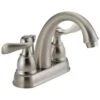 Delta Windemere Brushed Nickel 2-Handle 4-in Centerset WaterSense Bathroom Sink Faucet With Drain