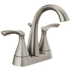 Delta Sandover Spotshield Brushed Nickel 2-Handle 4-in Centerset WaterSense Bathroom Sink Faucet With Drain 1 Delta Sandover Spotshield Brushed Nickel 2-Handle 4-in Centerset WaterSense Bathroom Sink Faucet With Drain
