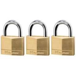 Master Lock 3-Pack 1.55-in Brass Keyed Padlock