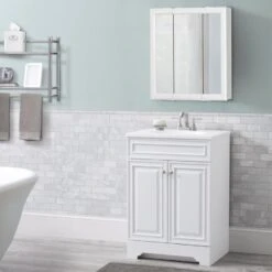 Style Selections 24.25-in X 24-in Square Surface Mirrored Medicine Cabinet -Hardware Store 094803022215 15525528 1800x1800