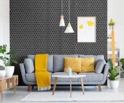 Black Matte 2 In. Hexagon Porcelain Mosaic -Hardware Store 100782390 vendor0420 tile wall living room 1800x1800