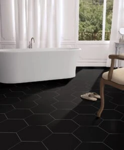Opal Black Porcelain Tile -Hardware Store 100888619 vendor0918 opal black hexagon porcelain tile bathroom room 1800x1800