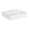 WS Bath Collections Simple 60.50A Wall Mount / Vessel Bathroom Sink In Ceramic White With 3 Faucet Holes