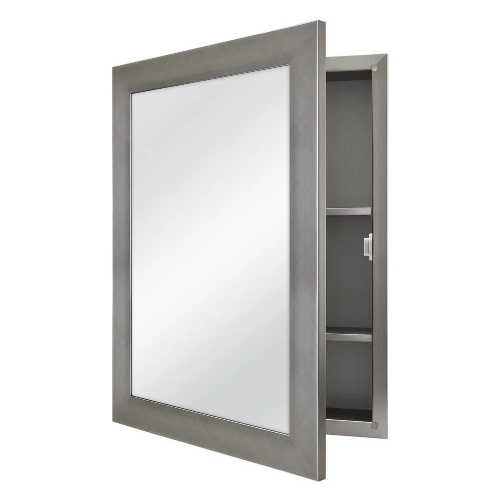 20 In. X 26 In. Recessed Or Surface Mount Framed Medicine Cabinet In Pewter 3 20 In. X 26 In. Recessed Or Surface Mount Framed Medicine Cabinet In Pewter - Image 3
