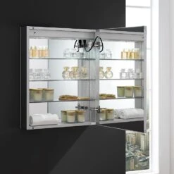 Spazio 24 In. W X 30 In. H Recessed Or Surface Mount Medicine Cabinet With LED Lighting, Mirror Defogger And Right Hinge -Hardware Store 1df88e10020eb549fc2086f1945dbcc8 1800x1800