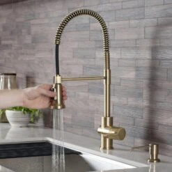 Britt Single-Handle Pull Down Sprayer Kitchen Faucet In Brushed Gold -Hardware Store 1fcd7b4fb33d50f1bf5fbe9108ce5bc3 1800x1800