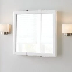 24-3/16 In. W X 24-3/16 In. H Fog Free Framed Surface-Mount Tri-View Bathroom Medicine Cabinet In White -Hardware Store 2ff2c658c1c073bbdee13e31c1fb7651 1800x1800