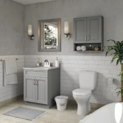 MagickWoods Elements Stratton 24"W X 7"D X 28"H Gray Bathroom Wall Cabinet -Hardware Store 30045 beautyscene3 mw 1800x1800