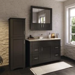 MagickWoods Elements Brighton 18"W X 22"D X 60"H Dark Chocolate Linen Cabinet -Hardware Store 30204 lifestyle2 mw 1800x1800