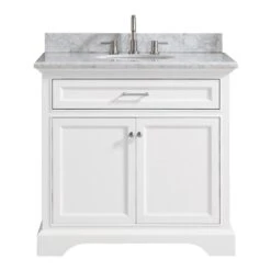 Windlowe 49 In. W X 22 In. D X 35 In. H Bath Vanity In White With Carrera Marble Vanity Top In White With White Sink -Hardware Store 3176f56970331e2fae986355b7604b2f 7c094f01 1090 44c9 afd5 7dde9e8a198a 1800x1800