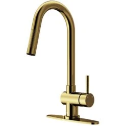 Gramercy Single-Handle Pull-Down Sprayer Kitchen Faucet With Deck Plate In Matte Gold