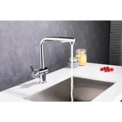 Single-Handle Pull Out Sprayer Kitchen Faucet In Polished Chrome -Hardware Store 3774df7f2f3368654fc86beb6c3634e7 1800x1800
