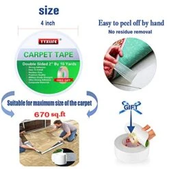 Yyxlife Double Sided Carpet Tape For Area Rugs Carpet Adhesive Rug Gripper Removable Multi-purpose Rug Tape Cloth For Hardwood Floors,outdoor Rugs,carpets.heavy Duty Sticky Tape,2inch X 10 Yards,white -Hardware Store 3f5ae3ee 1320 40cb 903b 1308dbcde1f4.f0782dc3381b927881d640c3c3e51791 1800x1800