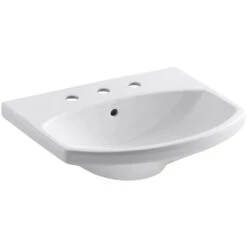 KOHLER Elmbrook 24 In. Pedestal Sink Basin In White With 8 In. Widespread Faucet Holes