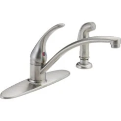 Foundations Single-Handle Standard Kitchen Faucet With Side Sprayer In Chrome -Hardware Store 55bbb8ba6deddd87bb9d4610f5509ca5 1800x1800