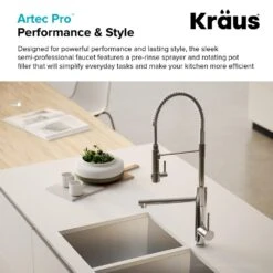 Artec Pro Single-Handle Pull-Down Sprayer Kitchen Faucet And Pot Filler In Brushed Gold -Hardware Store 640e1f5dbc87ac45edd6fad68220c0f3 1800x1800