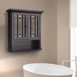 Elegant Home Fashions Windsor 22-in W X 24-in H X 7-in D Dark Espresso Bathroom Wall Cabinet -Hardware Store 674278005328 15137359 1800x1800