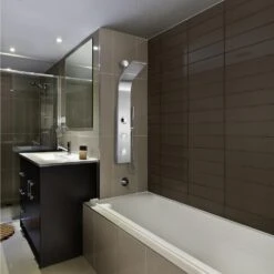 39 In. 2-Jet Easy Connect Shower Panel System In Stainless Steel With Rainfall Waterfall Shower Head And Shower Wand -Hardware Store 69ad7dca4dba01c94e6d4f6d89fa84ee 1800x1800