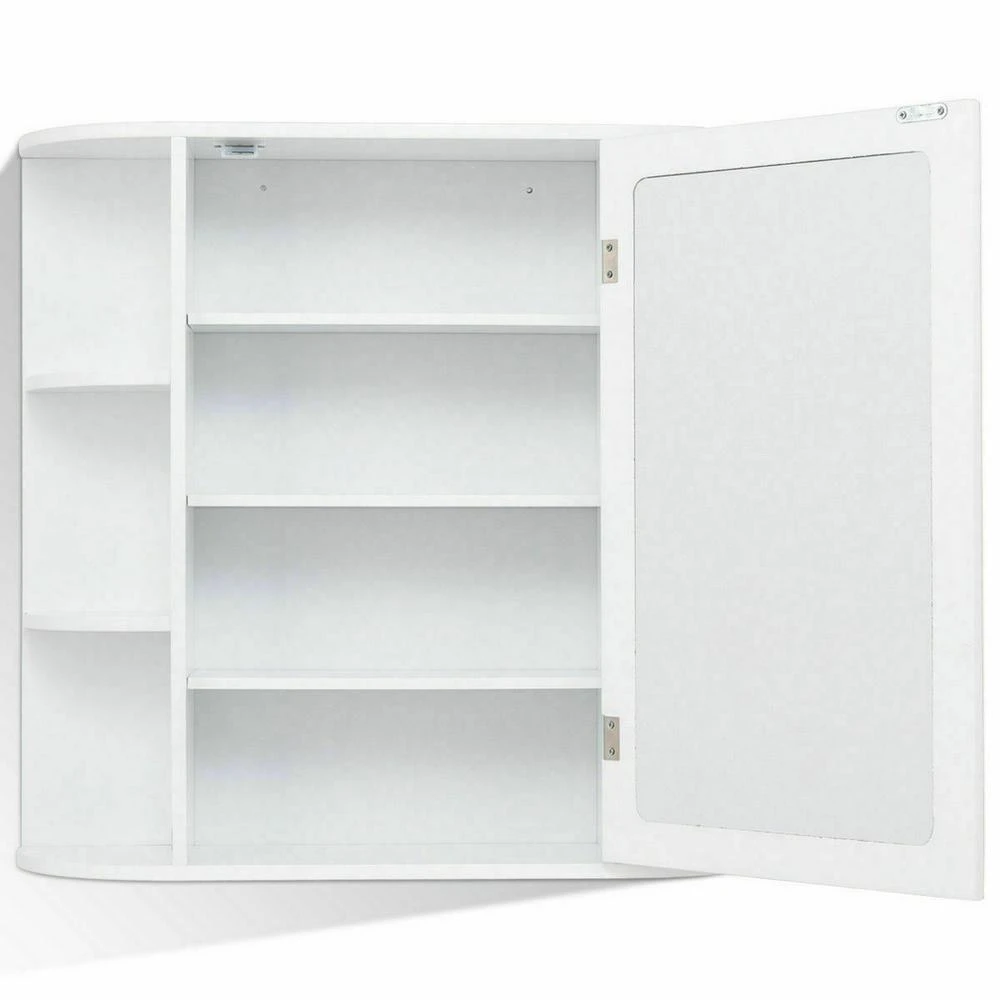 6.5 In. X 25 In. X 26 In. White Multipurpose Wall Surface Mount Bathroom Storage Medicine Cabinet With Mirror 3 6.5 In. X 25 In. X 26 In. White Multipurpose Wall Surface Mount Bathroom Storage Medicine Cabinet With Mirror - Image 3