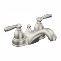 Banbury 4 In. Centerset 2-Handle Low-Arc Bathroom Faucet In Spot Resist Brushed Nickel