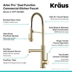 Artec Pro Single-Handle Pull-Down Sprayer Kitchen Faucet And Pot Filler In Brushed Gold -Hardware Store 856e5ab72a368e72444014a3ee2e1bda 1800x1800