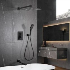 3-Spray With 2.5 GPM 10 In. 3 Functions Tub Wall Mount Dual Shower Heads In Spot In Matte Black (Valve Included) 17 3-Spray With 2.5 GPM 10 In. 3 Functions Tub Wall Mount Dual Shower Heads In Spot In Matte Black (Valve Included) -Hardware Store 869f8719b4384697ac6aa2d2c5def6fa 739c0bac eac7 407c b7df 7b1bbaf20d15 1800x1800