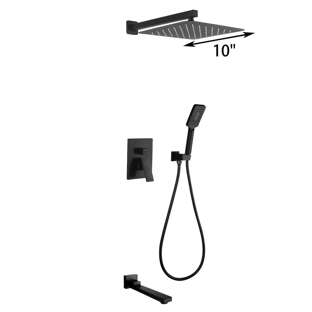3-Spray With 2.5 GPM 10 In. 3 Functions Tub Wall Mount Dual Shower Heads In Spot In Matte Black (Valve Included) 5 3-Spray With 2.5 GPM 10 In. 3 Functions Tub Wall Mount Dual Shower Heads In Spot In Matte Black (Valve Included) - Image 5