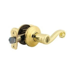 Kwikset Ashfield Polished Brass Smartkey Universal Keyed Entry Door Handle