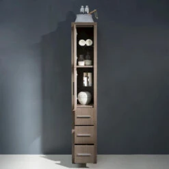 Fresca Torino 12"W X 15"D X 68-1/8"H Gray Oak Linen Cabinet -Hardware Store FST6260GO 4 1800x1800