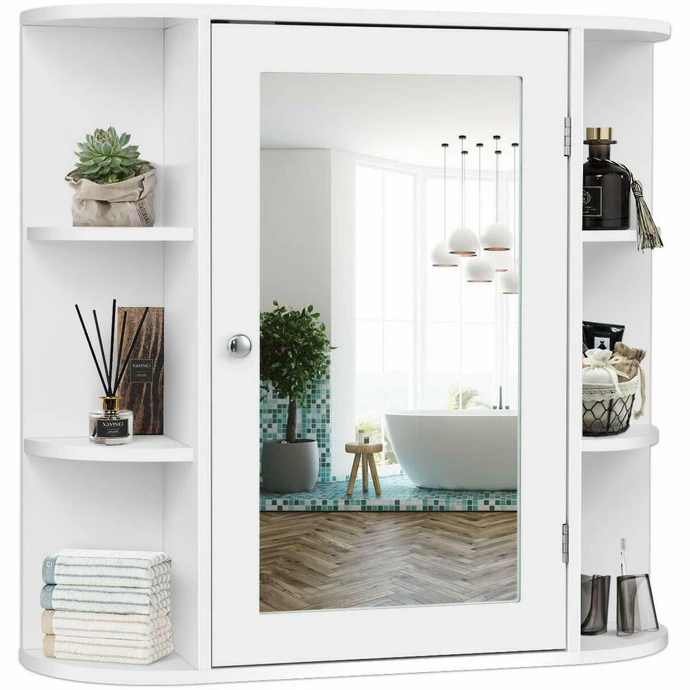 6.5 In. X 25 In. X 26 In. White Multipurpose Wall Surface Mount Bathroom Storage Medicine Cabinet With Mirror 1 6.5 In. X 25 In. X 26 In. White Multipurpose Wall Surface Mount Bathroom Storage Medicine Cabinet With Mirror