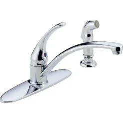 Foundations Single-Handle Standard Kitchen Faucet With Side Sprayer In Chrome