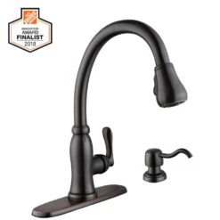 Pavilion Single-Handle Pull-Down Kitchen Faucet With TurboSpray And FastMount And Soap Dispenser In Bronze