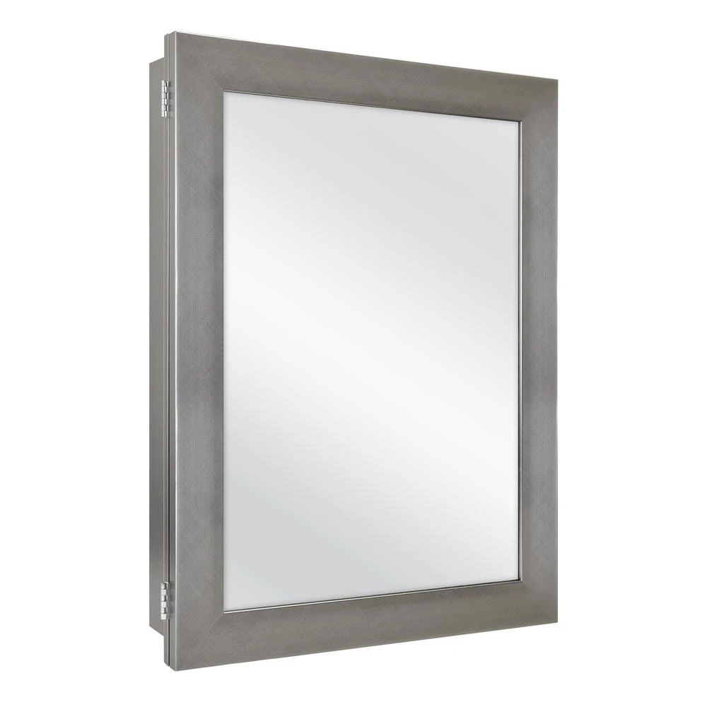 20 In. X 26 In. Recessed Or Surface Mount Framed Medicine Cabinet In Pewter 4 20 In. X 26 In. Recessed Or Surface Mount Framed Medicine Cabinet In Pewter - Image 4
