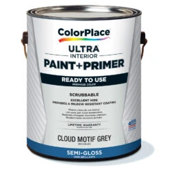 ColorPlace ULTRA Interior Paint & Primer, Cloud Motif Grey, Semi-Gloss, 1 Gallon