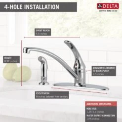 Foundations Single-Handle Standard Kitchen Faucet With Side Sprayer In Chrome -Hardware Store bdcf88648a62a35177bf3a43435eb02f 1800x1800