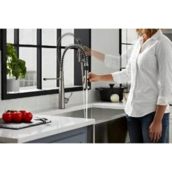 Simplice Single-Handle Pull-Down Sprayer Kitchen Faucet In Vibrant Stainless -Hardware Store be6aea60e79093a20e5ddb4affee692c 1800x1800