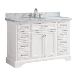 Windlowe 49 In. W X 22 In. D X 35 In. H Bath Vanity In White With Carrera Marble Vanity Top In White With White Sink -Hardware Store c365a18aaf76c00cc903bede412f5bba 1800x1800