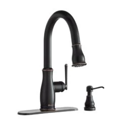Kagan Single-Handle Pull-Down Sprayer Kitchen Faucet With Soap Dispenser In Bronze